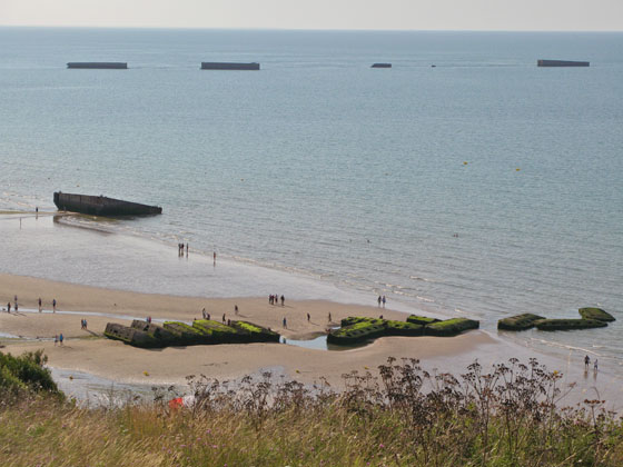 Remains of the Mulberry harbor in Arromanches, built only 3 days after D
Day